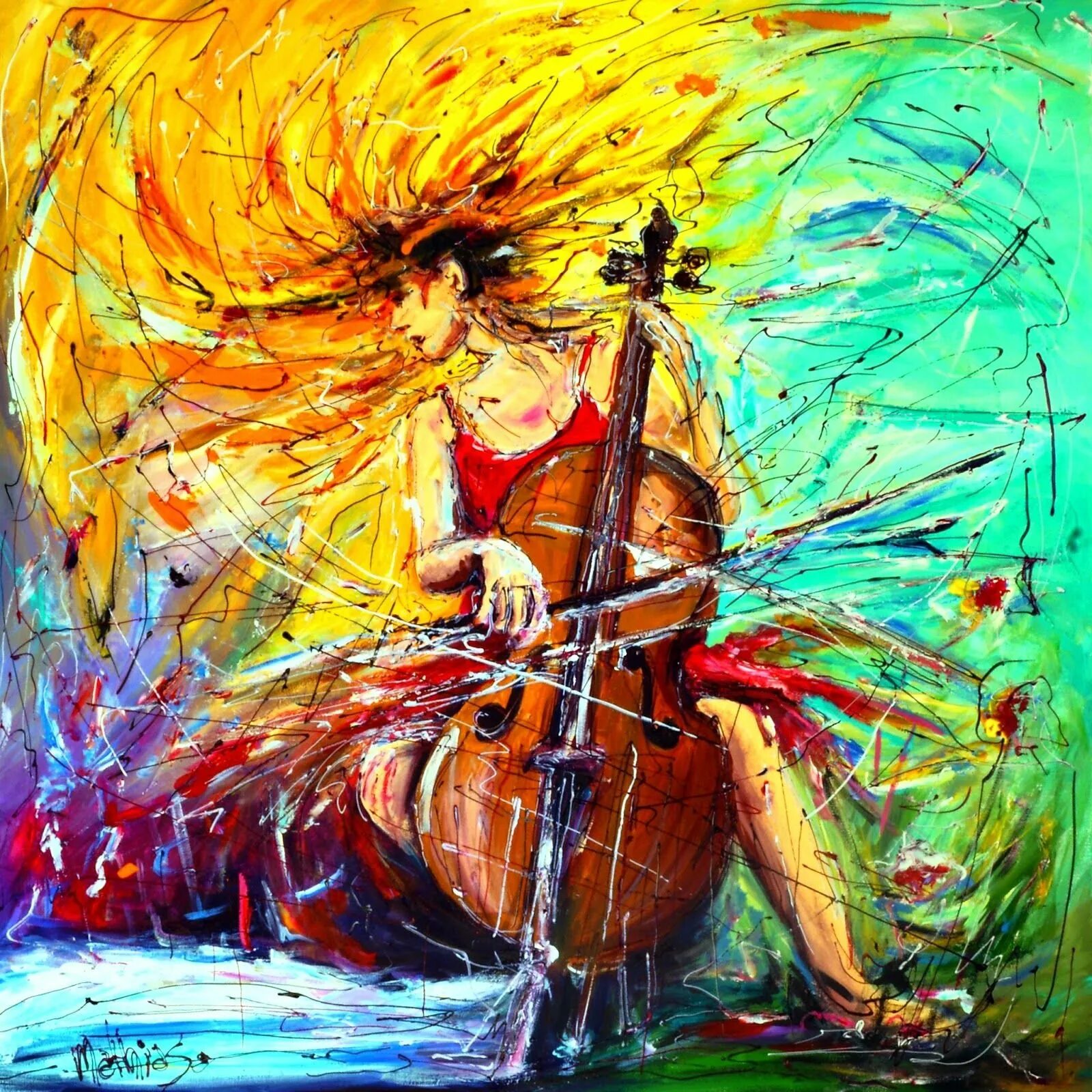 Music painting. Картина виолончелистка мастихином. Урмаев виолончелистка картина. Девушка с виолончелью. Девушка с виолончелью картина.