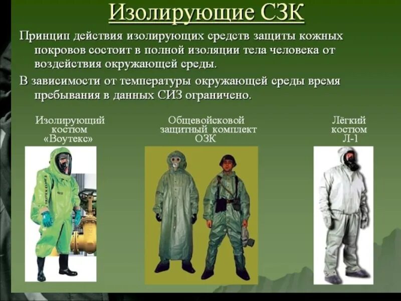 Специальными составами для защиты от. Средства защиты кожных покровов озк. сзк изолирующие л-1. изолирующие сизк презентация. средства индивидуальной защиты кожи (сизк) изолирующего типа.