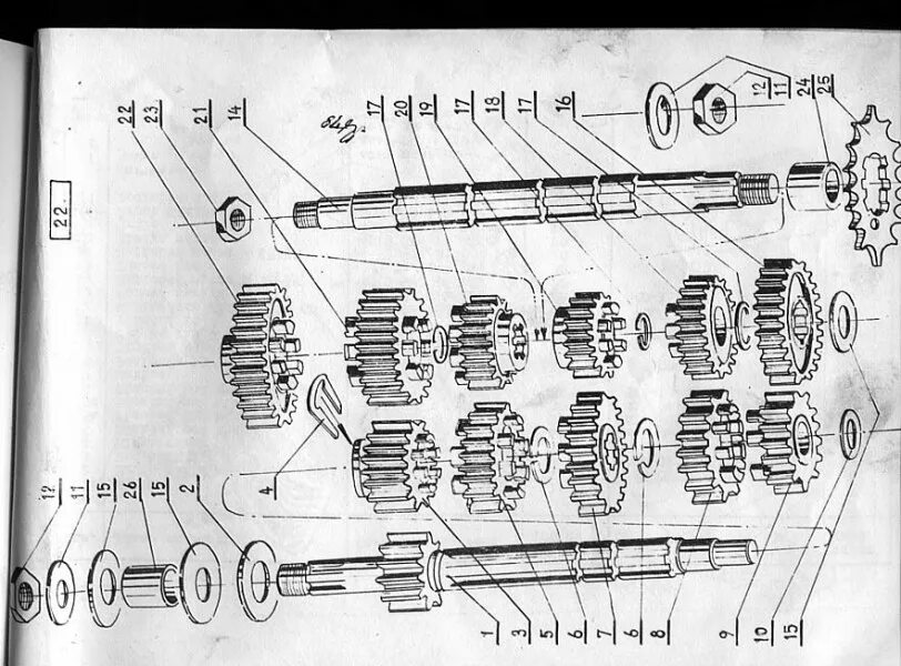 Сборка мотоцикла минска. Коробка передач мотоцикла Минск 125 схема. Схема КПП Чезет 516 125. КПП Минск 125 схема. Шестерня 3 передачи ИЖ Планета 5 схема.