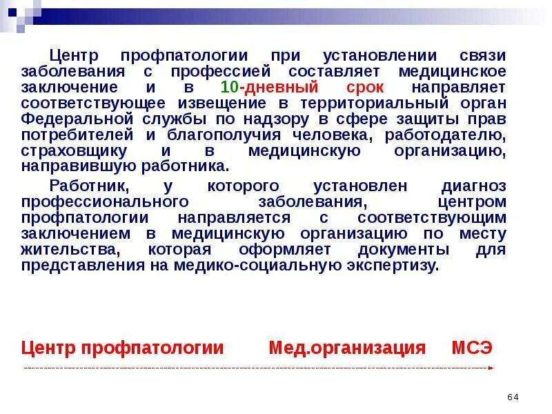 10 дневный срок. Центр профпатологии. Заключение центра профпатологии. Установление связи заболевания с профессией. Критерии связи заболевания с профессией.