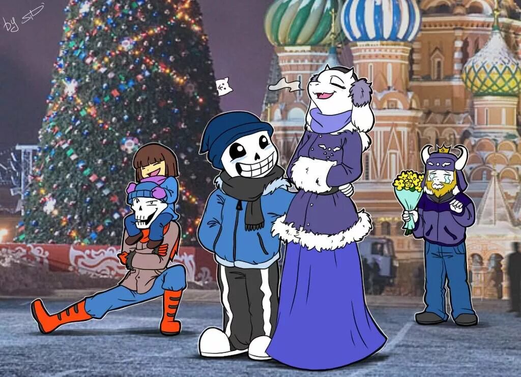 Санс новый год. Undertale новый год. Новогодний андертейл. Санс и Фриск новый год.