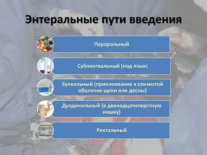 Энтеральные пути введения лекарственных веществ