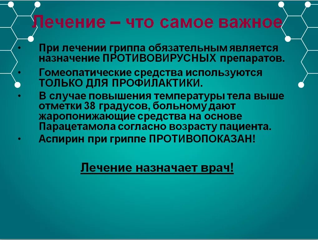 Противовирусное лечение гриппа