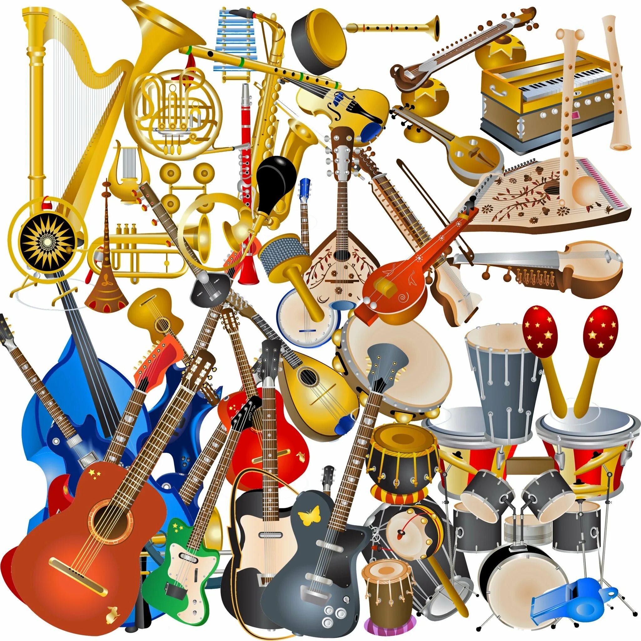 Музыкальная барахолка. Много музыкальных инструментов. Композиция из музыкальных инструментов. Музыкальные инструменты коллаж. Сказочные музыкальные инструменты.