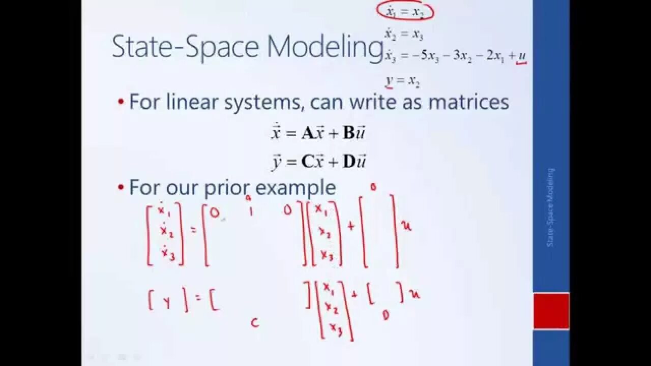 State space model. State space matrix. state space representation. state space equation.