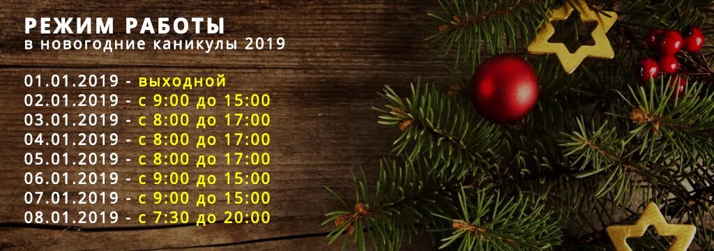 Режим работы в новогодние праздники 2019 Ижмедцентр