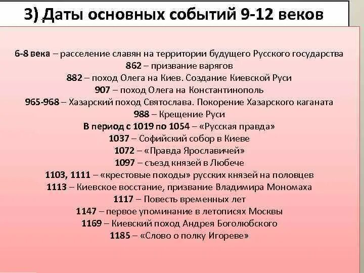 10 важнейших событий в истории. Основные даты древней Руси. Даты основных событий. 9 Век основные события. Древняя Русь даты и события.