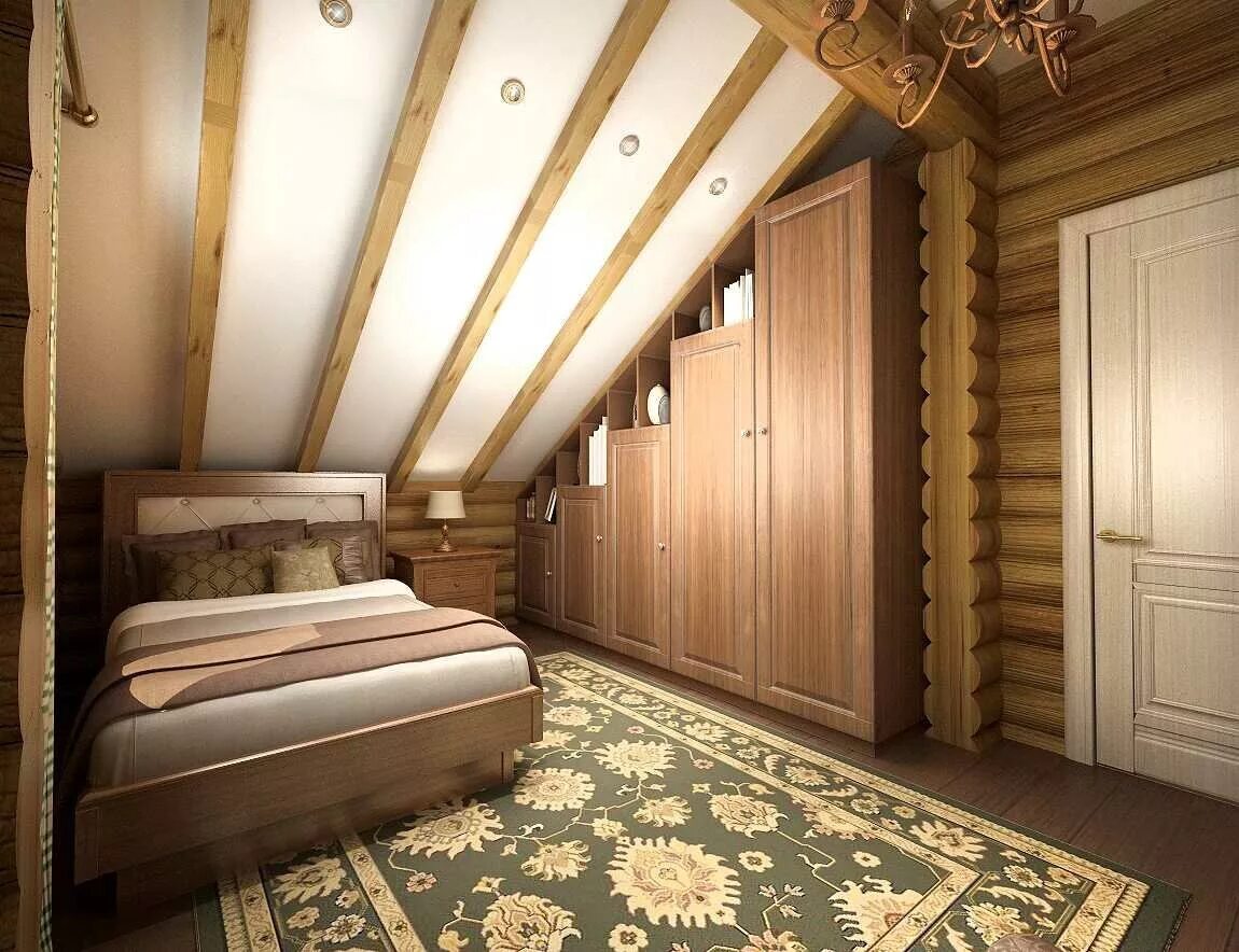 Второй этаж интерьер. Маленькая спальня в деревянном доме. Спальня на мансарде в деревянном доме. Спальня на мансардном этаже в деревянном доме. Интерьер мансарды в деревянном доме.