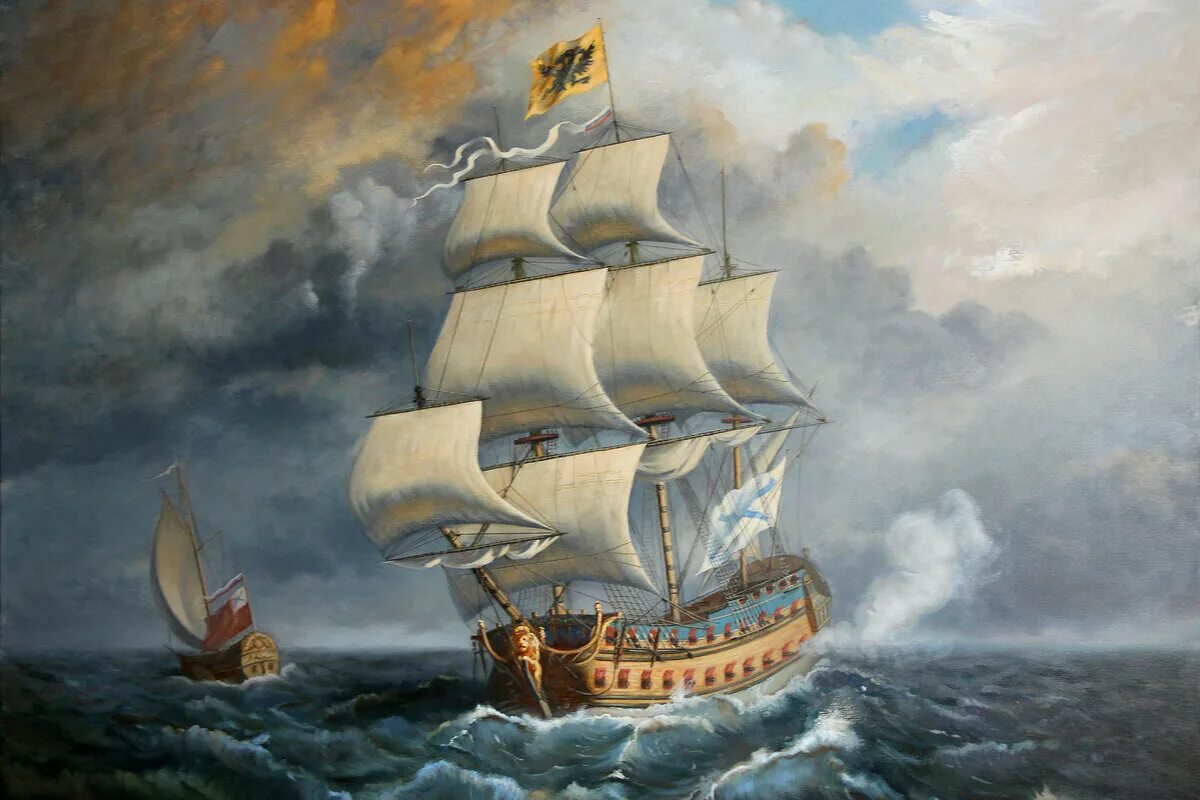 Эпоха парусного флота. Корабль Полтава Петра 1 1712. Фрегат Полтава Петра 1.