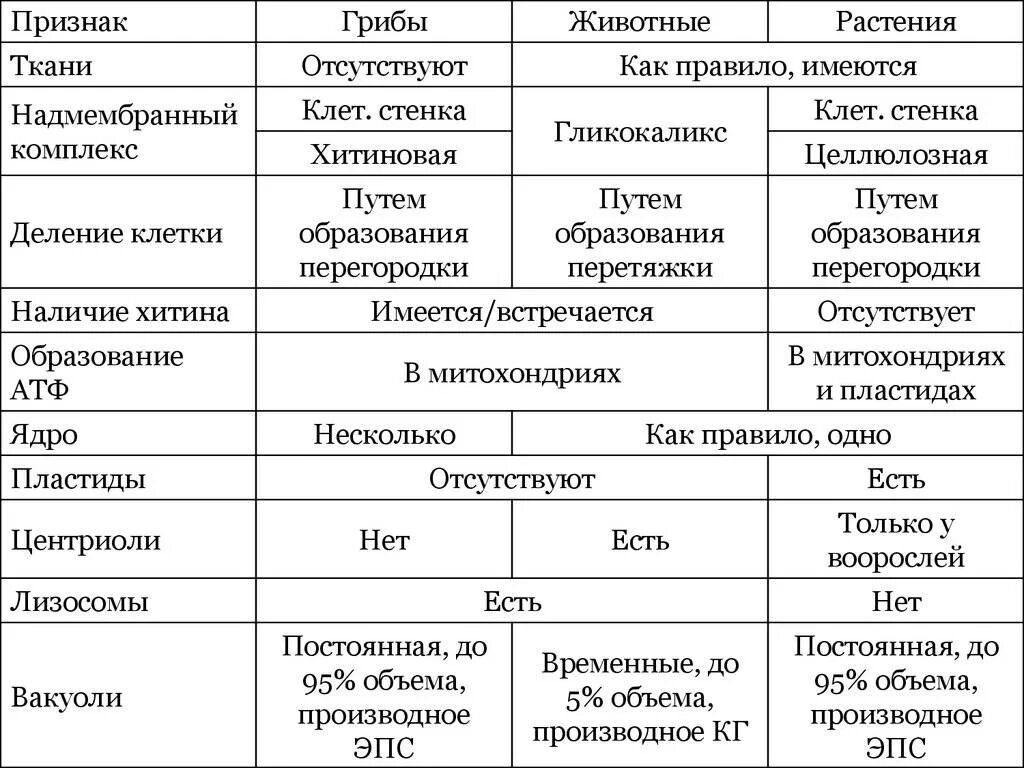 Различие между растительной. Отличие клеток растений животных и грибов таблица. Различия клеток растений животных грибов. Сходства и различия в строении клеток растений животных и грибов. Отличия клеток растений животных грибов и бактерий.