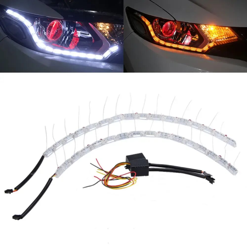 Led фара с поворотником. Гибкие дневные ходовые огни 18 светодиодов. дневные ходовые огни drl- 33(гибкие). дхо x-led start.