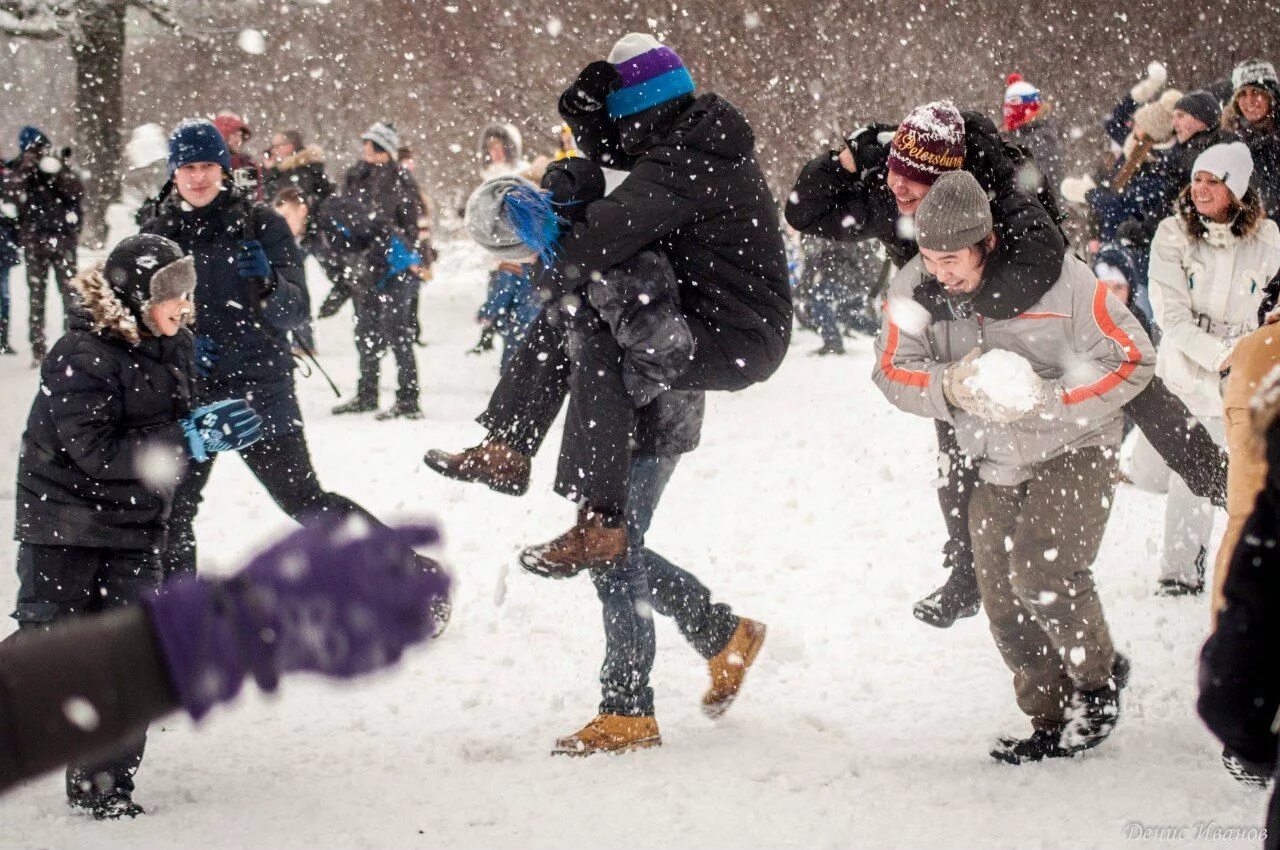 Child playing in the snow