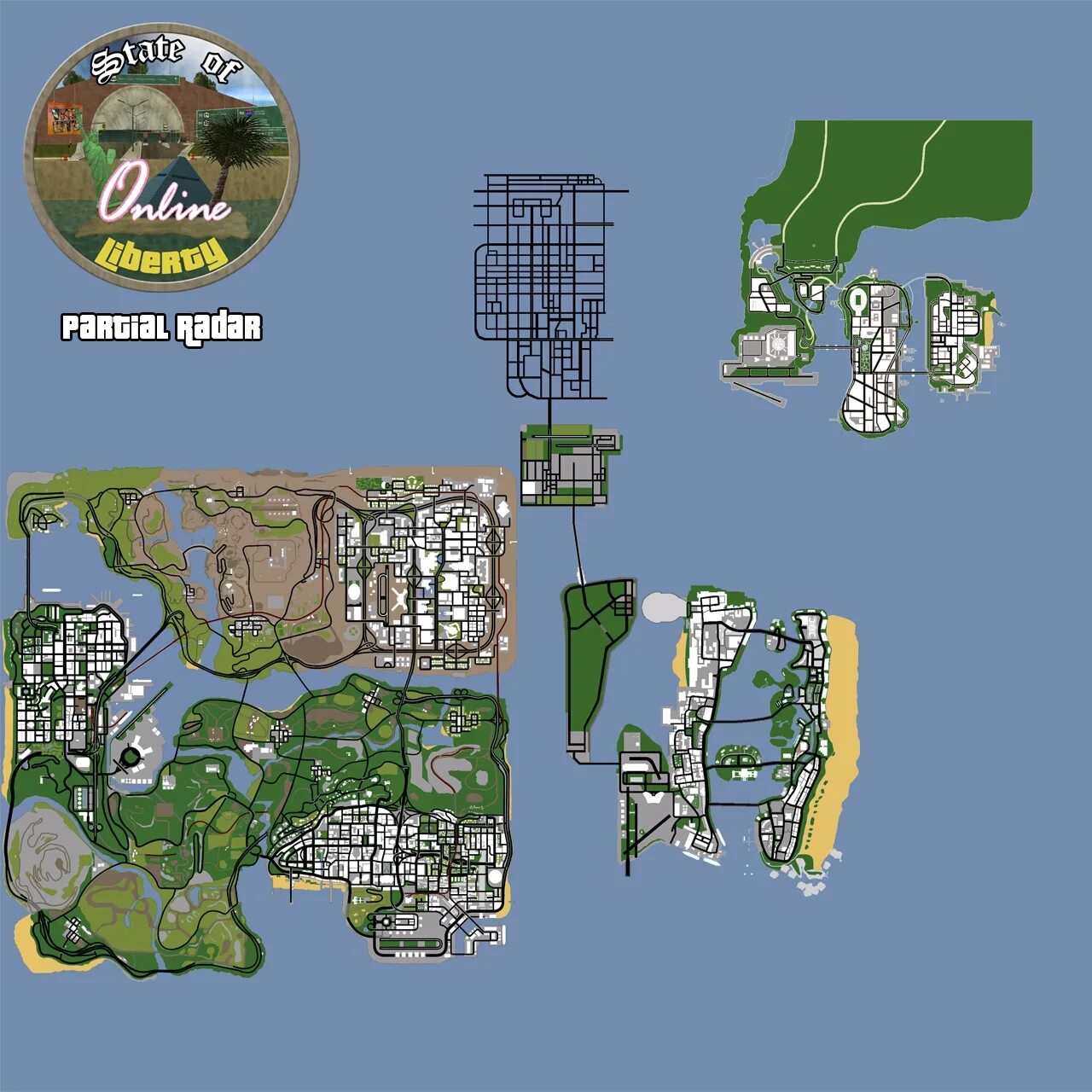 Gta mapping. GTA San карта Либерти Сити. GTA sa карта Liberty City. Карта Сан андреас Вайс Сити и Либерти Сити. Либерти Сити ГТА Сан андреас на карте.