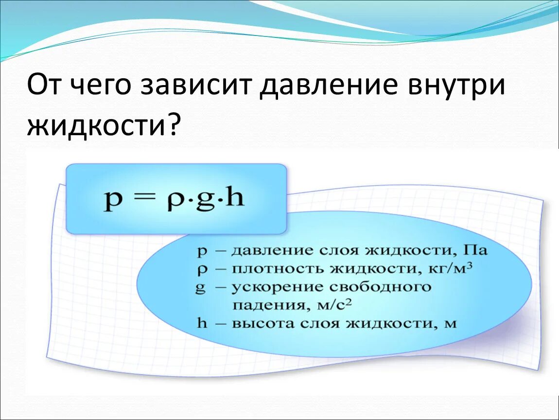 От чего зависит давлениеэ. Давление внутри жидкости. От чего зависит давление. От чего зависит давление жидкости. От каких величин давление в жидкости