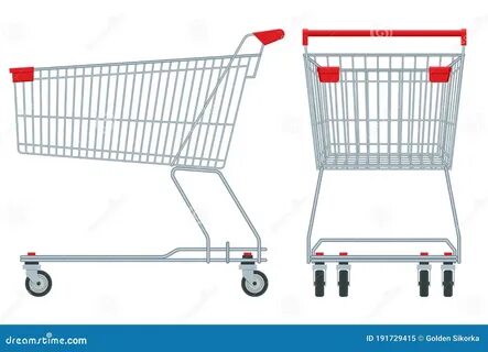 Shopping Trolley Side and Front View. 