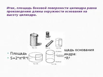 Площадь основания цилиндра это