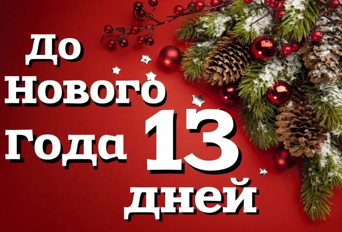 До ноаого Нола осталось 13 лней. До нового года 13 дней. До НГ осталось 13 дней. До нового года осталось 13.