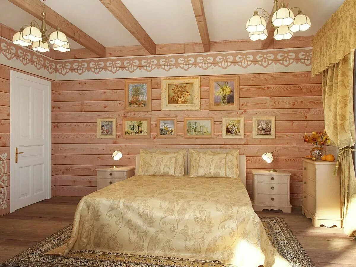 Дизайн комнат в деревянном доме. Отделка спальни вагонкой. Спальня обшитая вагонкой. Декор спальни в деревянном доме. Спальня в деревенском доме.
