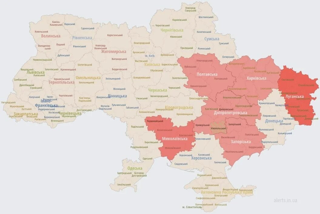 Карта регионов Украины. Новейшая карта Украины. Областная карта Украины. Территория Украины.