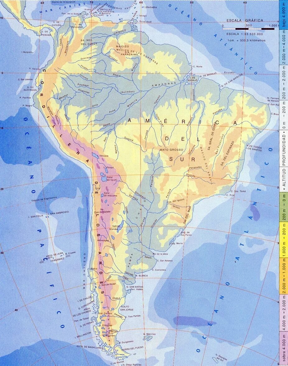 Горы Анды на физической карте Южной Америки. Центральная Кордильера Южная Америка. Горы Анды на карте. Горы Кордильеры на карте Южной Америки.