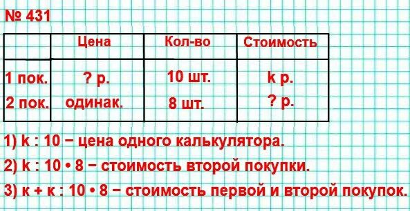 Сперва 10. Для математического Кружка купили сначала 10 одинаковых. За 8 одинаковых кружек заплатили. Математическая Кружка. Стр 90 математика номер 431.