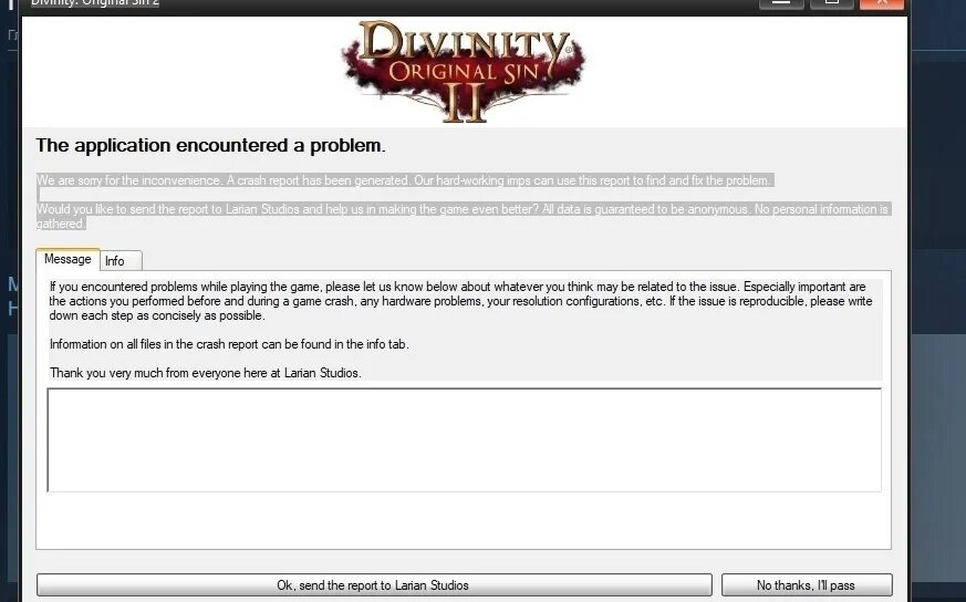 Дивинити не запускается. The application encountered an. Divinity перевод. Divinity Original sin 2 в стим не запускается.