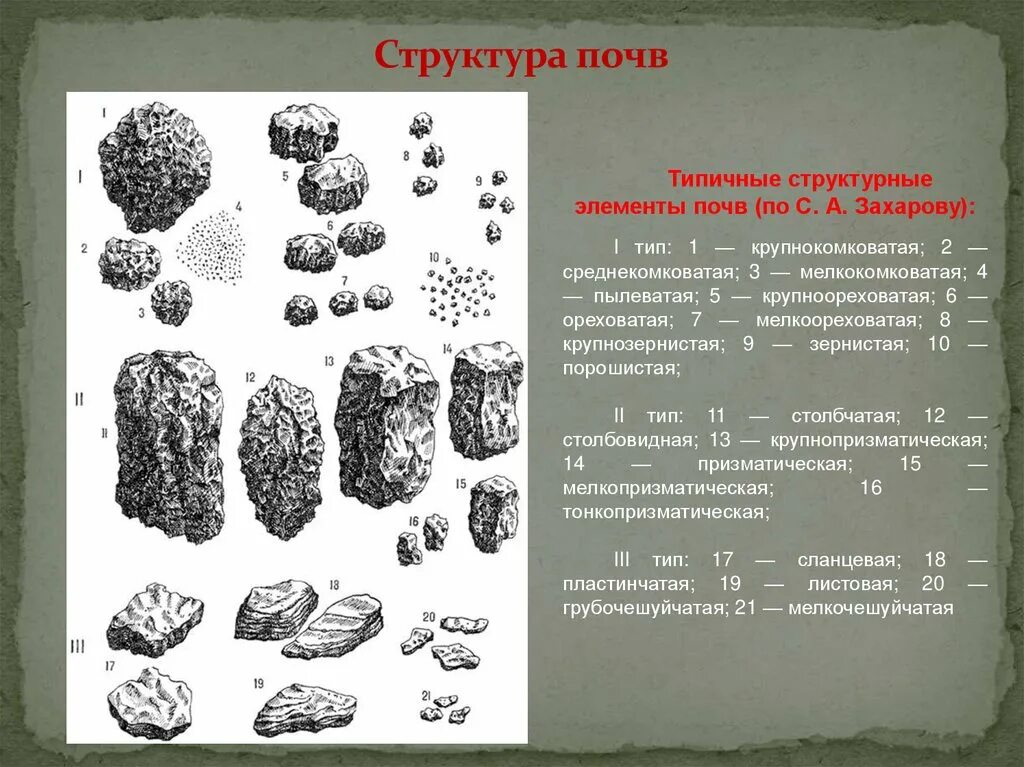 Комковато-зернистая структура почвы. Призмовидная структура почвы. Кубовидная структура почвы. Зернистая структура почвы.