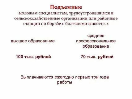 Как получить подъемные молодому