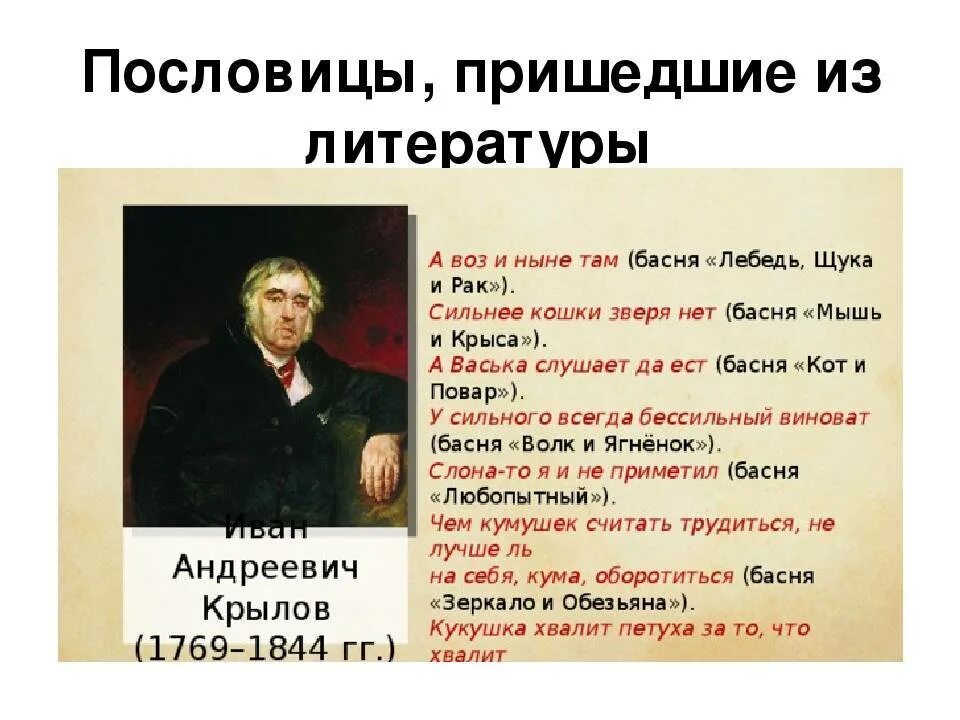 В каких произведениях есть пословица. Пословицы и поговорки из басен Крылова. Пословицы и поговорки из басен. Пословицы из басен Крылова. Пословицы к басням Крылова.