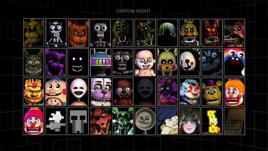 Фредди ультимейт кастом Найт. Ультимет кастимнайт. АНИМАТРОНИК Ultimate Custom Night. FNAF Ultimate Custom Night меню. Ultimate custom night аниматроники