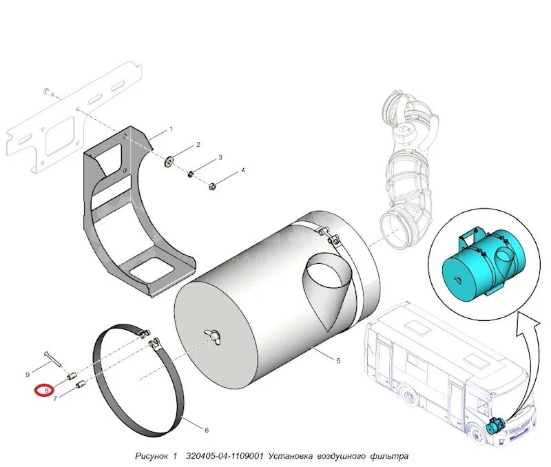 260-1109015 Фильтр воздушный. 260 1109015 01 Фильтр. Фильтр воздушный ПАЗ вектор Некст. Хомут крепления ресивера ПАЗ-3204.