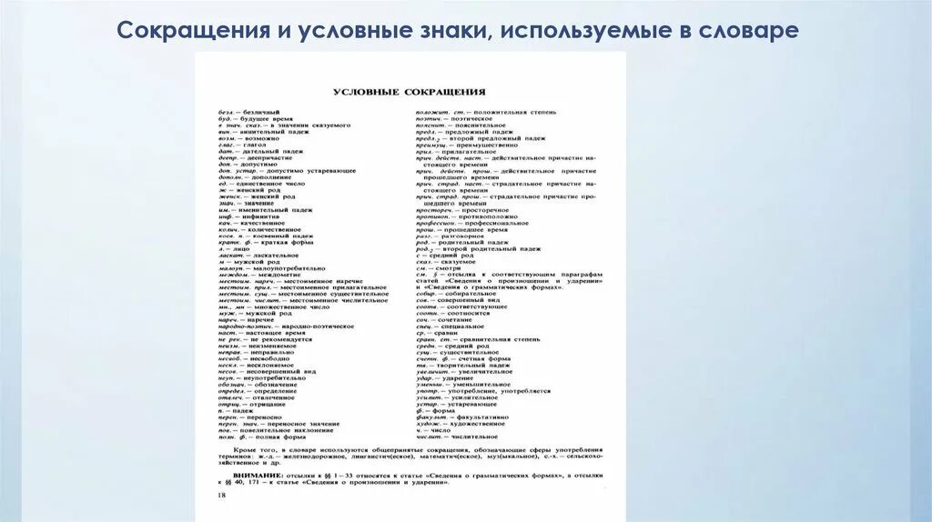 Условные знаки в словарях