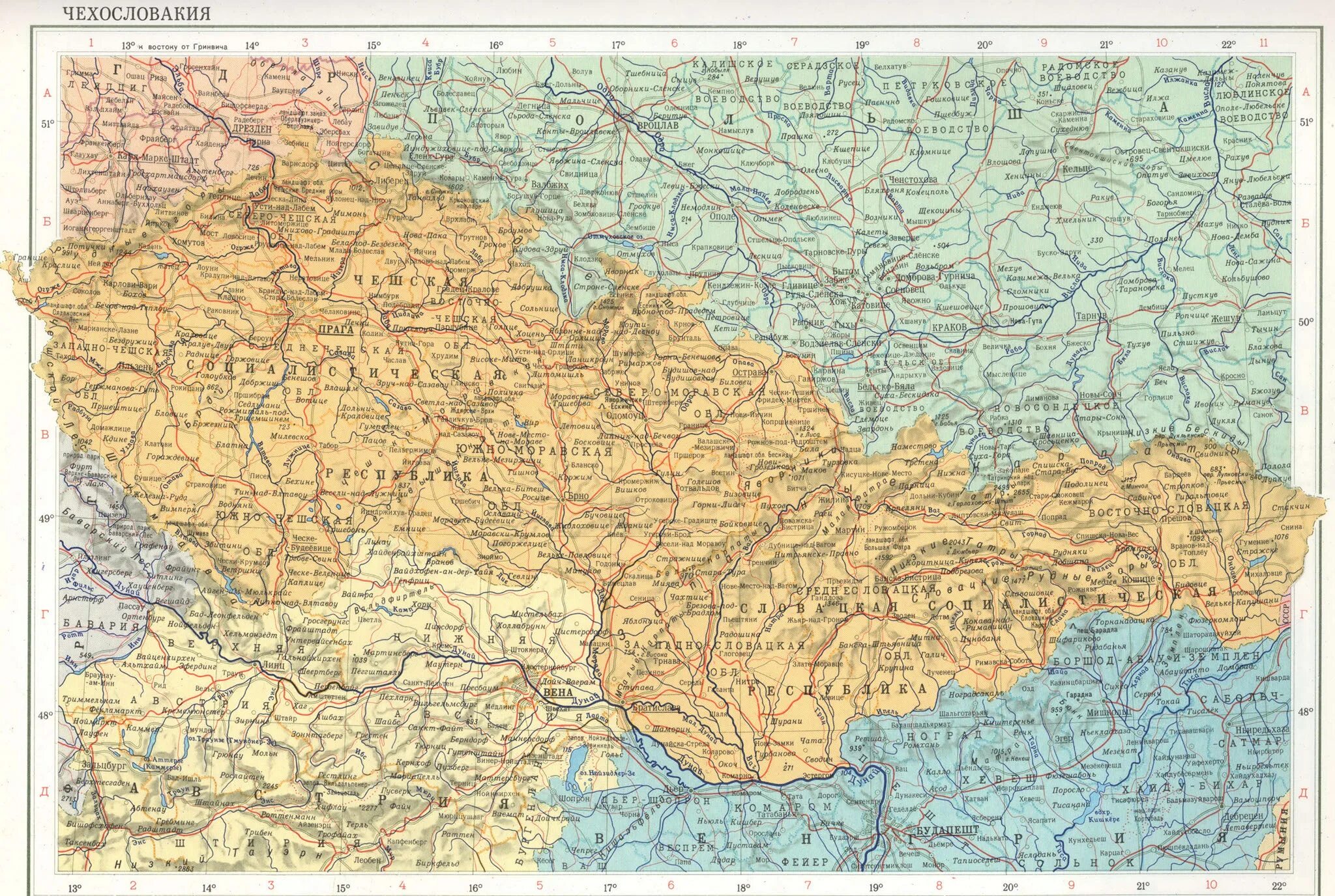 Страны бывшей чехословакии. Карта Чехословакии 1980. Карта Чехословакии 1950. Карта Чехословакии 1937. Политическая карта Чехословакии 1945.