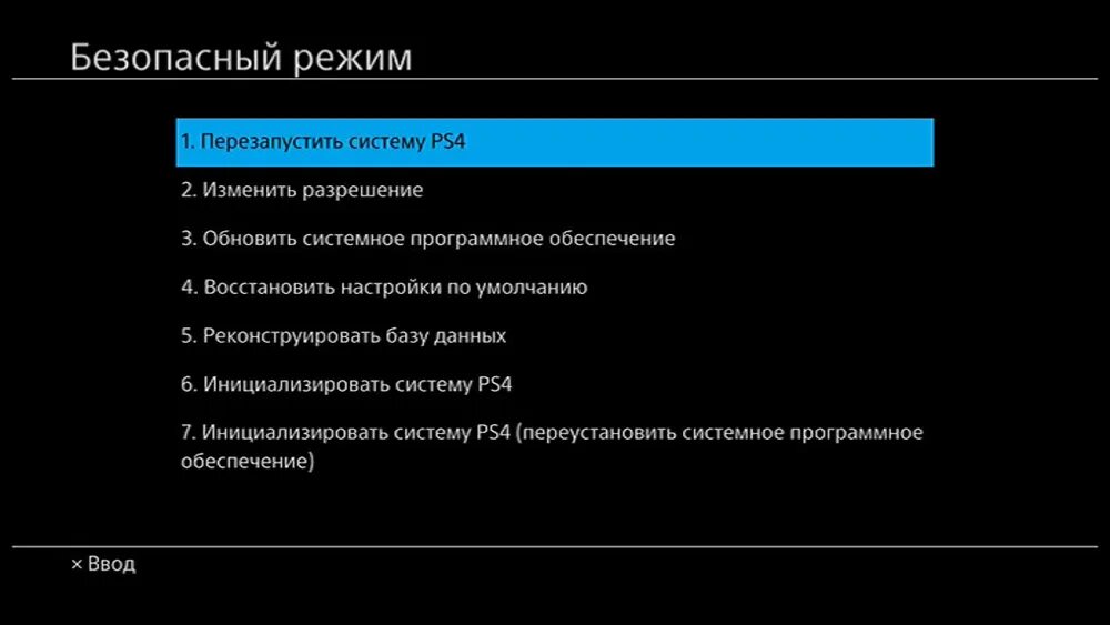 Как выйти из меню настроек приставки. Безопасный режим playstation 4. инициализировать систему ps4. реконструкция базы данных ps4. меню безопасного режима.