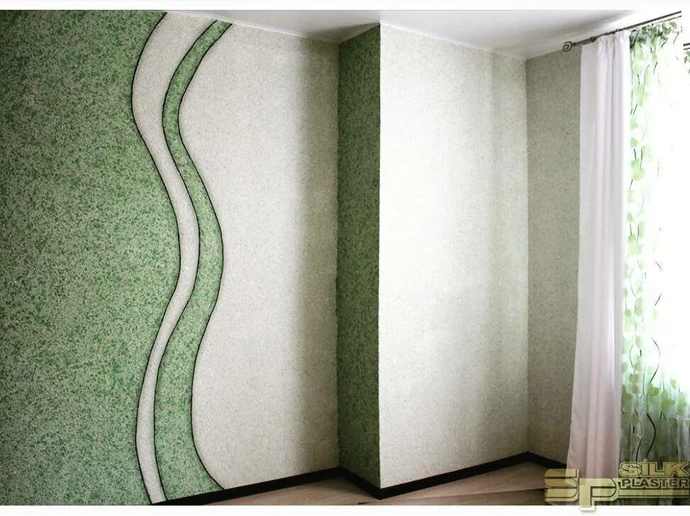 Silk Plaster Victoria 716. Декор жидкими обоями. Отделка стен жидкими обоями. Комбинирование жидких обоев
