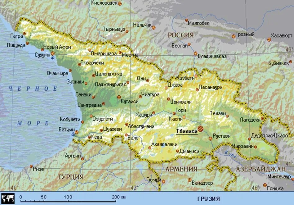 Географическая карта Грузии. Карта Грузии подробная с городами и поселками. Рельеф Грузии карта. Подробная карта Грузии. Граница грузии название