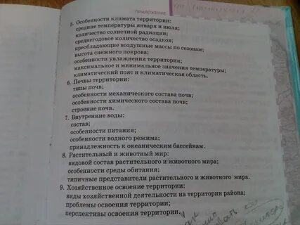 План описания хозяйственного региона