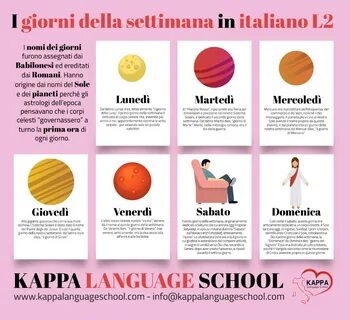 Learn Italian Basics: weekdays in Italian language - Kappa Language.