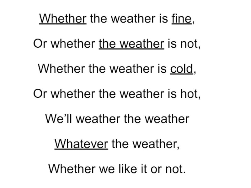 Whether i can. Скороговорка whether the weather. Whether the weather is Fine. Weather the weather is Fine скороговорка. Whatever the weather скороговорка.