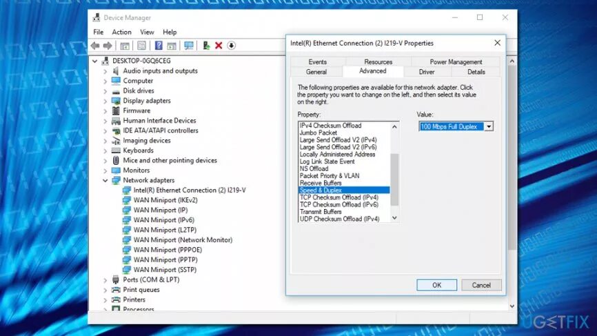 Intel(r) Ethernet connection (2) i219-v. СПИД дуплекс. Скорость и дуплекс. Скорость дуплекс на виндовс 10.