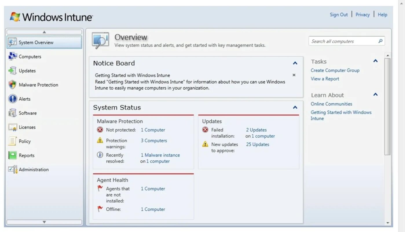 Update instance. Windows Intune. Windows System Administration. Развертывание приложений с помощью Windows Intune это. Окно программы Windows.