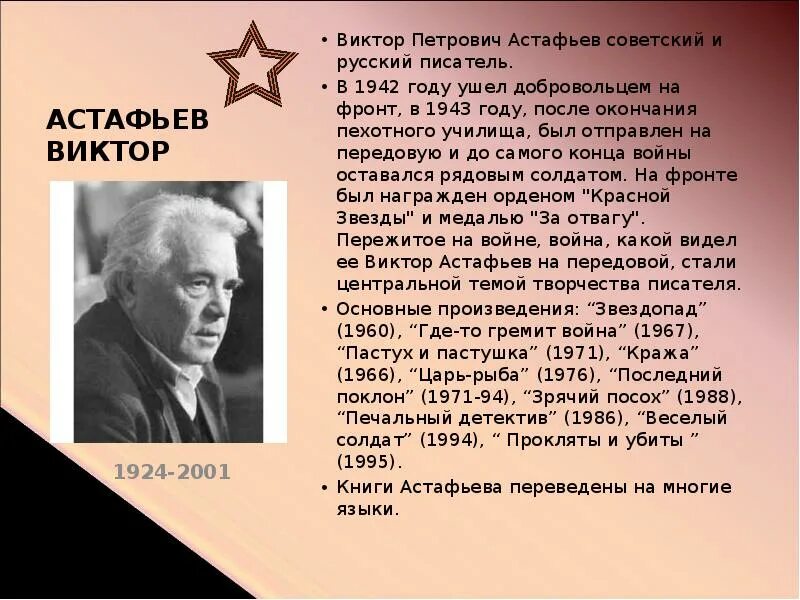 Астафьев после войны. Какой астафьев человек как относится к природе