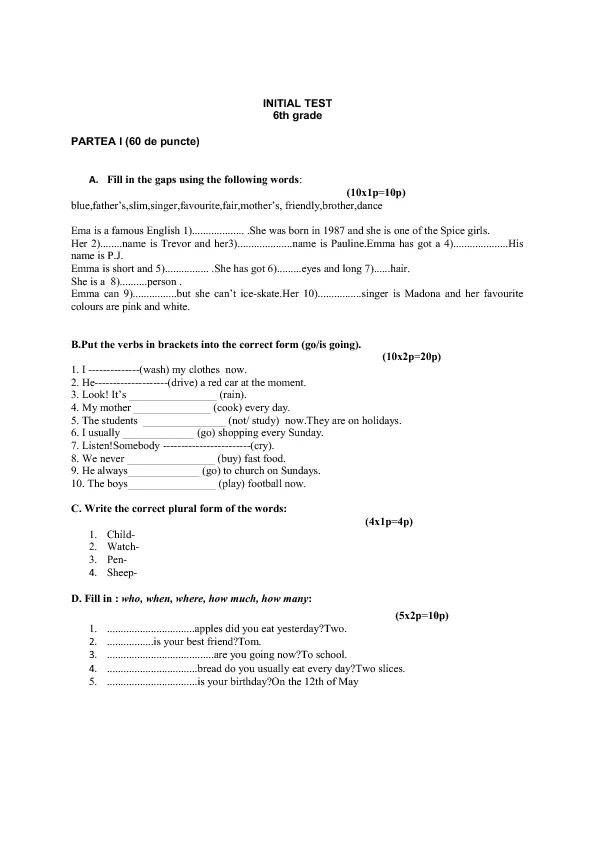 Тест 2 b 6 класс. Test for 6th Grade English. English Test 6 Grade. Test 5,6th Grade ответы. Final Test for the 6th Grade English ответы 4 задания.