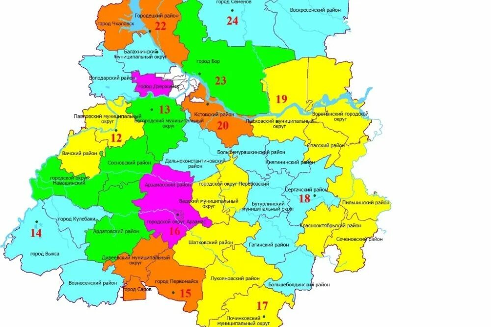 Какой нижегородская область. Одномандатные округа Нижний Новгород. Карта Нижегородской области с районами. Избирательные округа Нижегородской области карта. Одномандатный избирательный округ Нижегородской области.