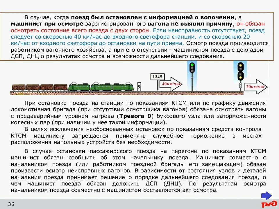 Действия локомотивной бригады при возникновении пожара. Порядок осмотра состава поезда. Порядок движения поездов. Регламент приема вагонов с грузом. Информация о поезде.