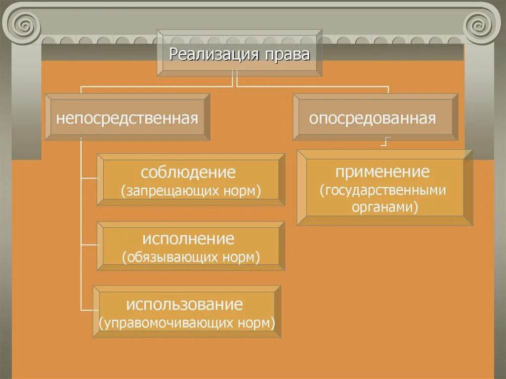 Реализация норм законодательства. Непосрелственая реализация право.