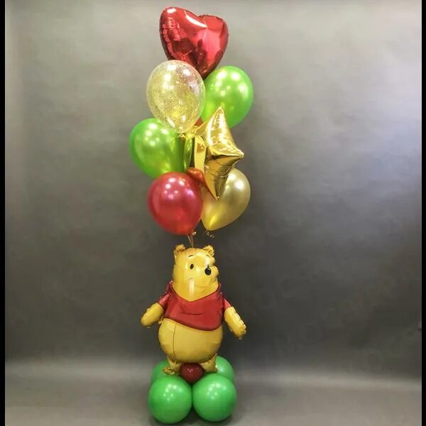 Воздушные шары винни пух. Шары винни пух. фонтан шаров винни пух. композиция из шаров винни пух. воздушные шары композиции винни пух.