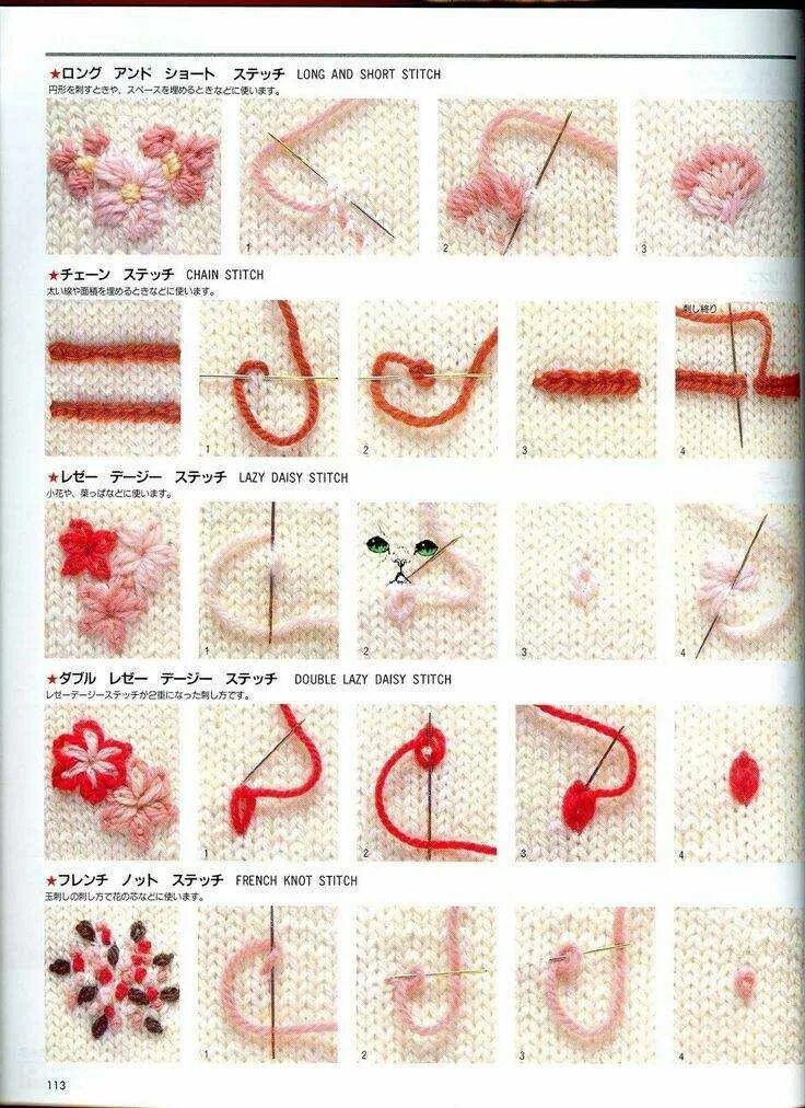 Техники вышивки крючком. Вышивка цветов на вязаных изделиях. Простые Стежки для вышивания. Вышить цветок на вязаном изделии. Вышивание на вязаном полотне.
