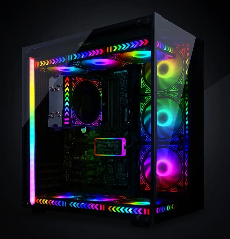 Корпус – s-Tech +4 RGB Fan 12cm. Компьютер цветной. Разноцветный ПК. Красивые цветные компьютеры. Пк colorful