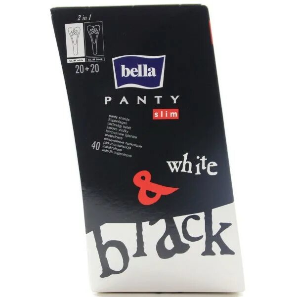 Bella прокладки ежедневные panty Slim Black&White, 40 шт. Г/П Bella panty Slim 40шт черно-белые арт.be-022-tn40-001 (ф12). Bella panty Slim Black White.